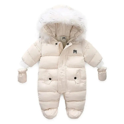 Winter Baby Jumpsuit Thick Warm Infant Hooded Inside Fleece Rompers Newborn Boy Girl Overalls Outerwear Kids Snowsuit Lonzaro Kids