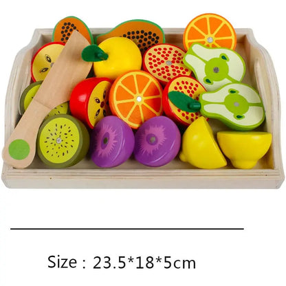 Simulation Kitchen Series Montessori Cut Fruits and Vegetables Wooden Toys Classic Pretend Play Cooking Interest Cultivation Lonzaro Kids