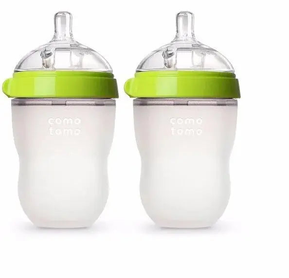 Silicone Baby Bottle Green/Pink 5 oz and 8 oz Baby Bottles 2 Pack BPA free Feeding bottle children kids Lonzaro Kids