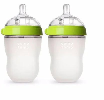 Silicone Baby Bottle Green/Pink 5 oz and 8 oz Baby Bottles 2 Pack BPA free Feeding bottle children kids Lonzaro Kids