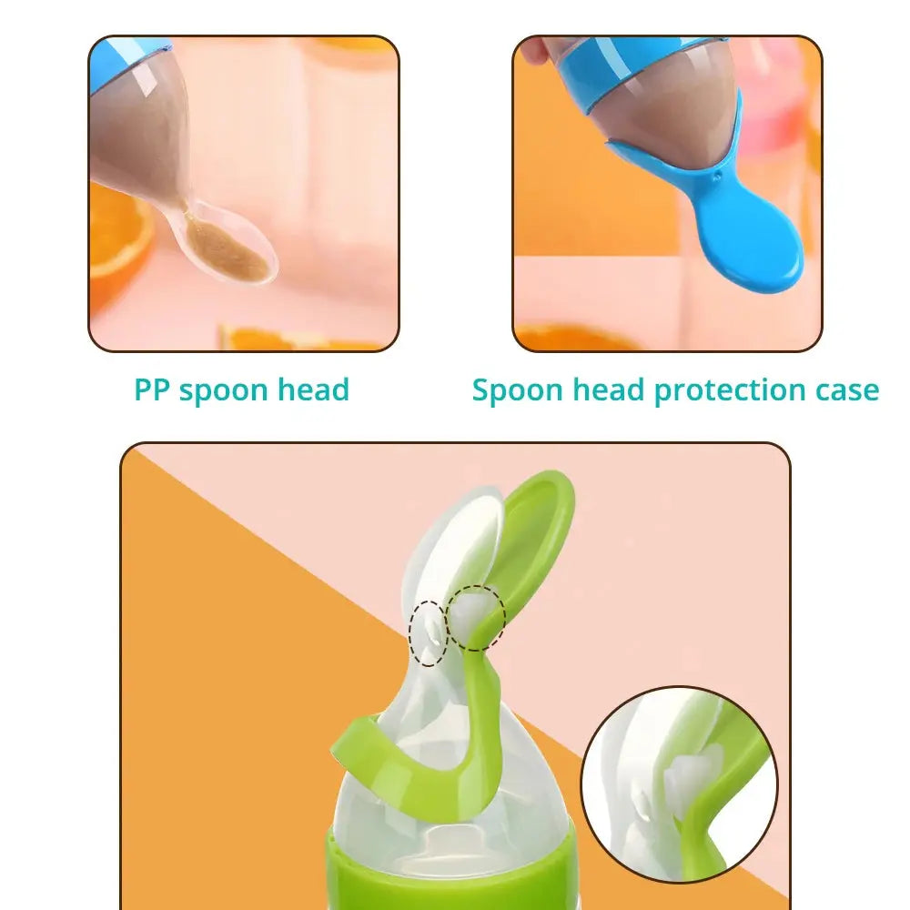 Flexibele Siliconen Fles met Lepel voor Baby's - Lonzaro Kids 