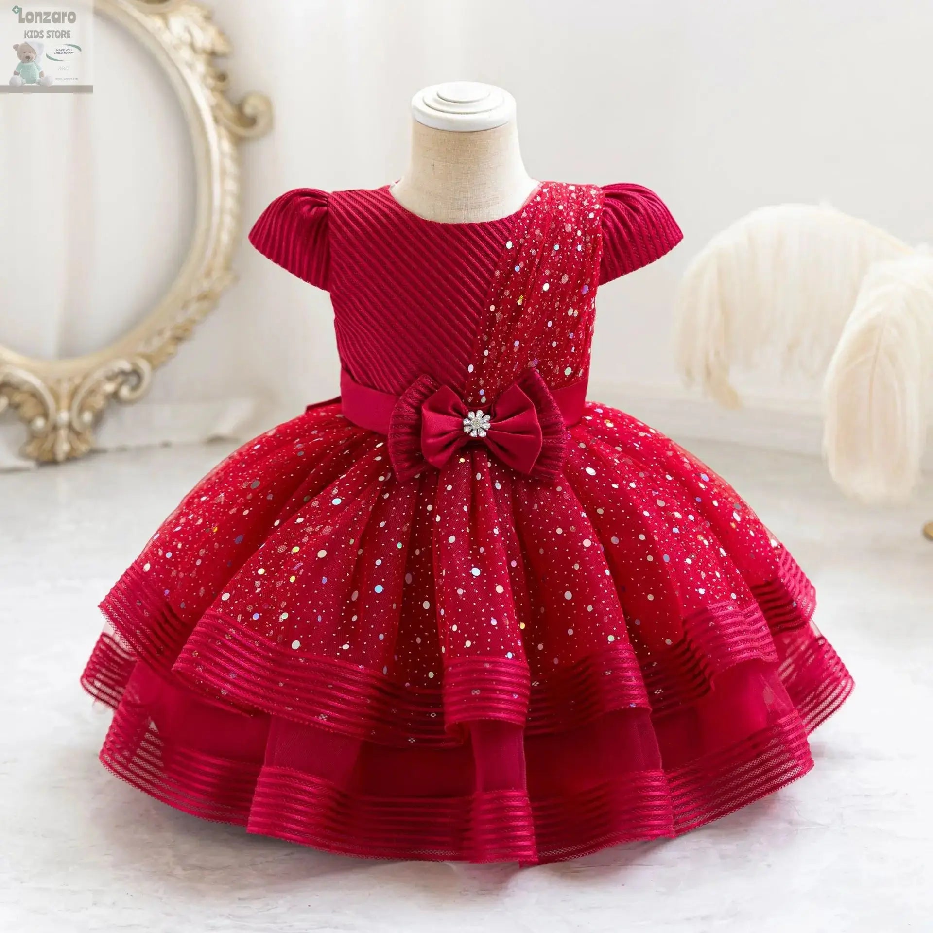 HETISO Dots Sparkling Baby Girls Princess Dress Striped Summer Christmas Wedding Ball Gown for Birthday Party Costume 6M-4 Years Lonzaro Kids