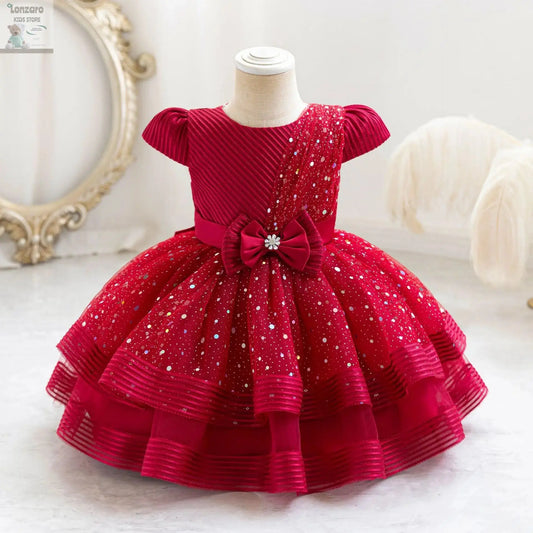 HETISO Dots Sparkling Baby Girls Princess Dress Striped Summer Christmas Wedding Ball Gown for Birthday Party Costume 6M-4 Years Lonzaro Kids