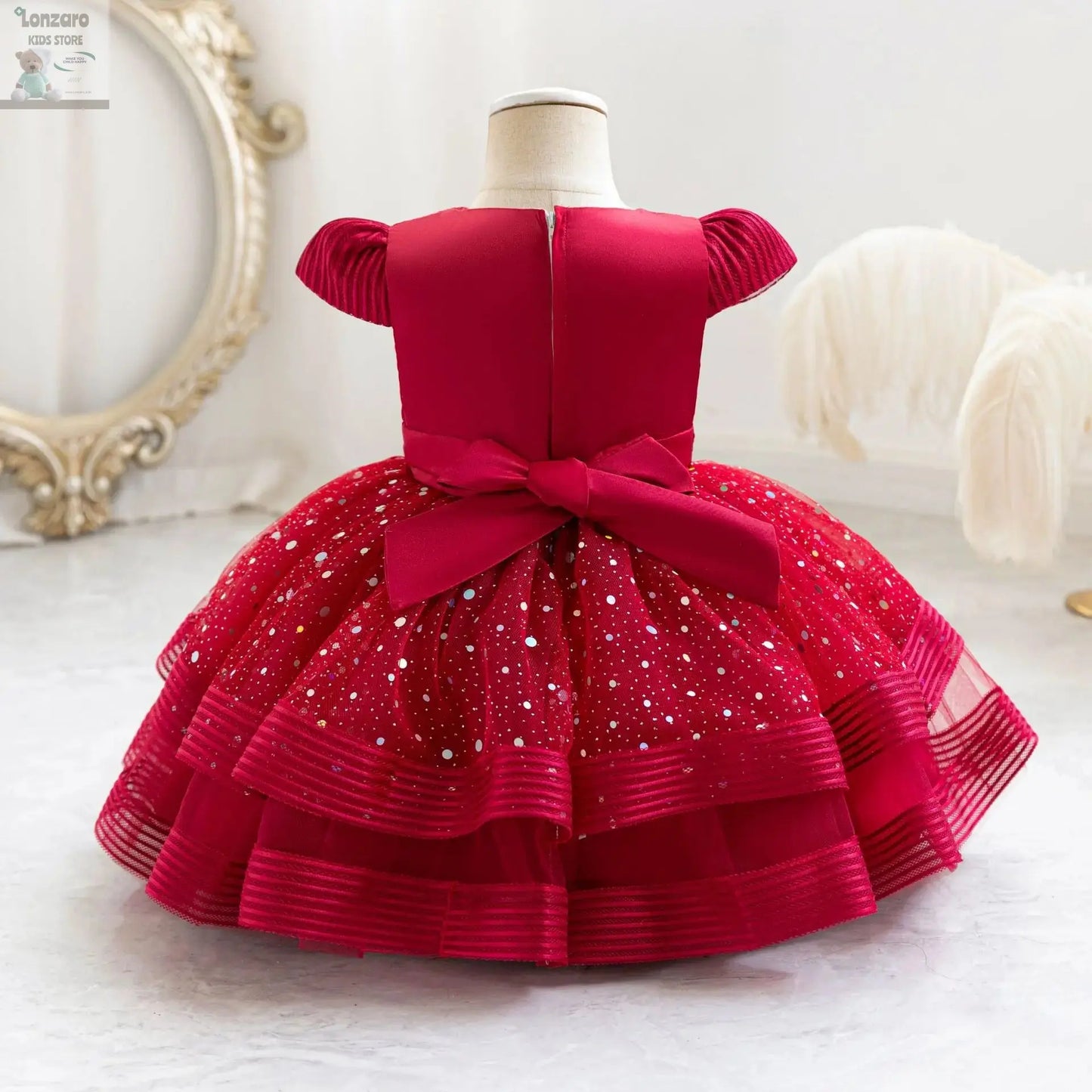 HETISO Dots Sparkling Baby Girls Princess Dress Striped Summer Christmas Wedding Ball Gown for Birthday Party Costume 6M-4 Years Lonzaro Kids