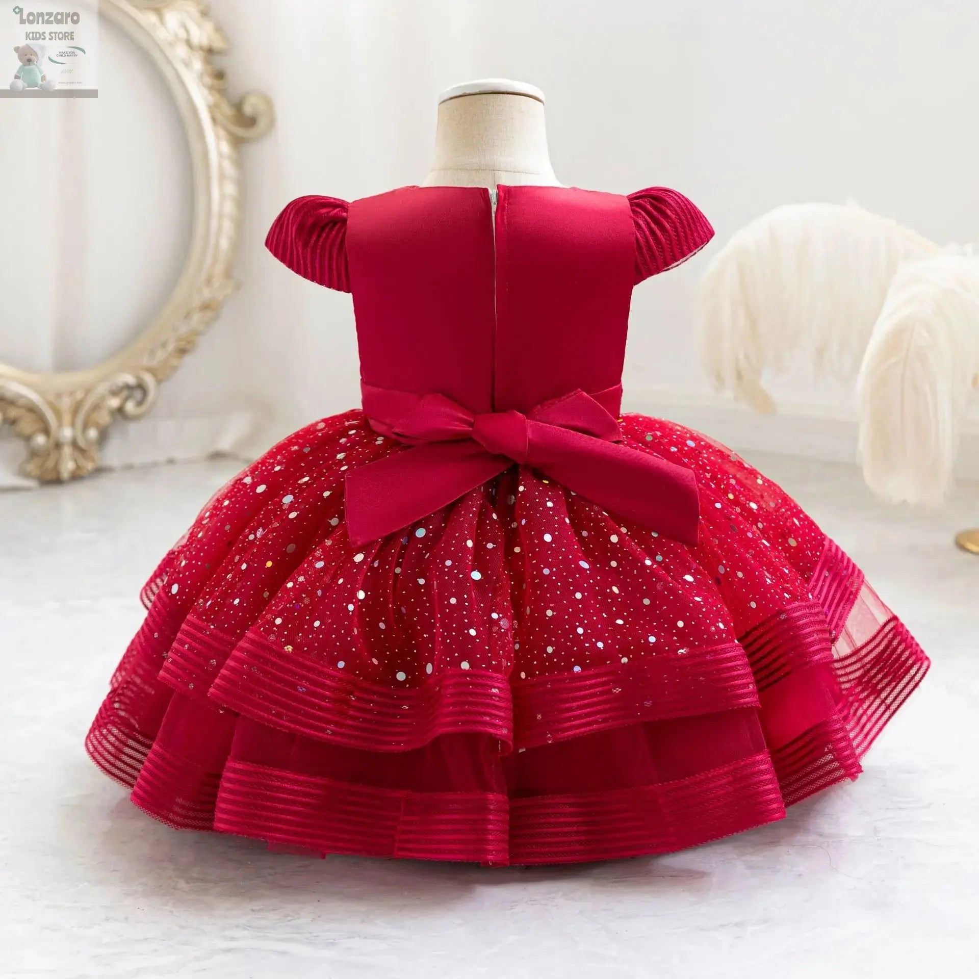 HETISO Dots Sparkling Baby Girls Princess Dress Striped Summer Christmas Wedding Ball Gown for Birthday Party Costume 6M-4 Years Lonzaro Kids