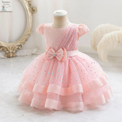 HETISO Dots Sparkling Baby Girls Princess Dress Striped Summer Christmas Wedding Ball Gown for Birthday Party Costume 6M-4 Years Lonzaro Kids