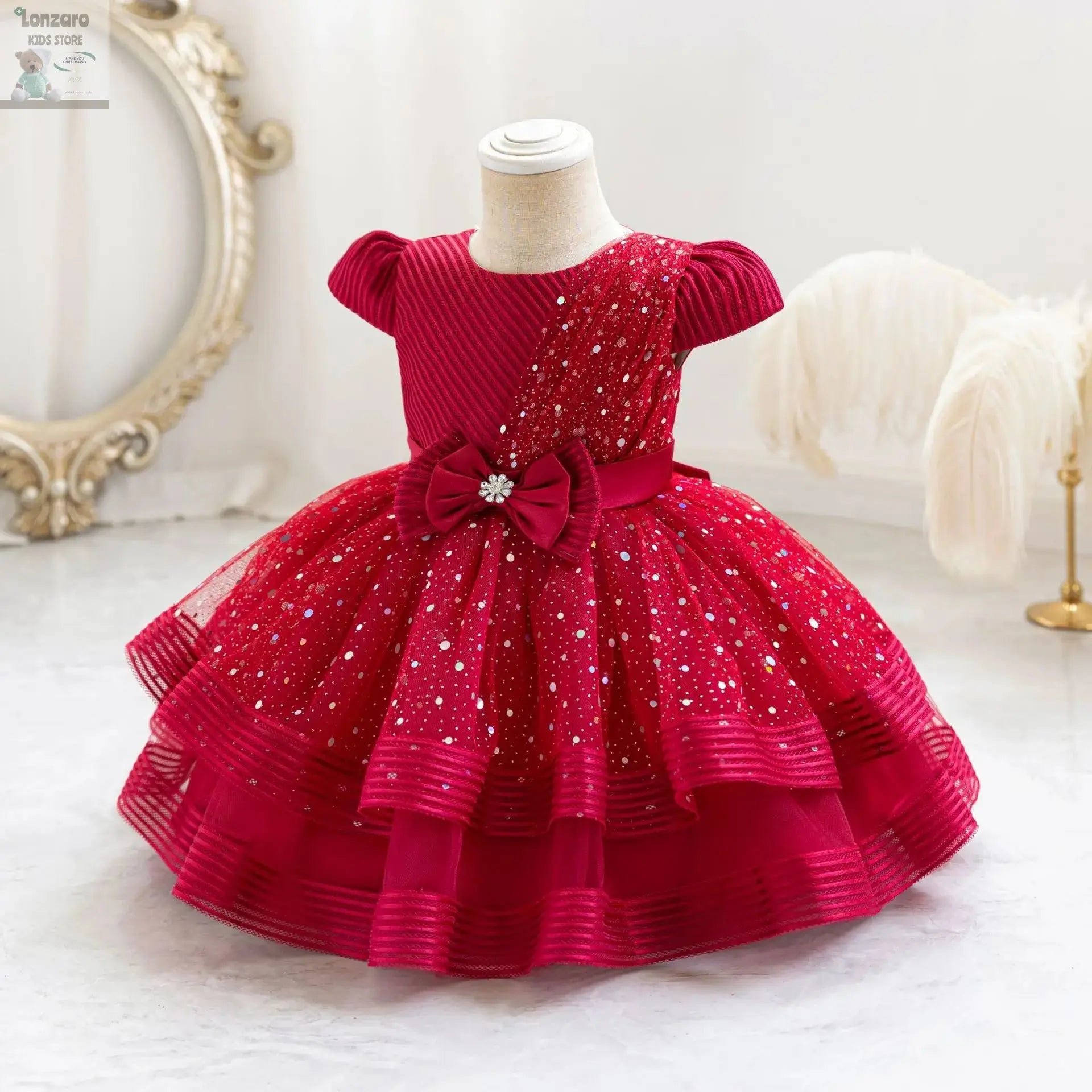 HETISO Dots Sparkling Baby Girls Princess Dress Striped Summer Christmas Wedding Ball Gown for Birthday Party Costume 6M-4 Years Lonzaro Kids