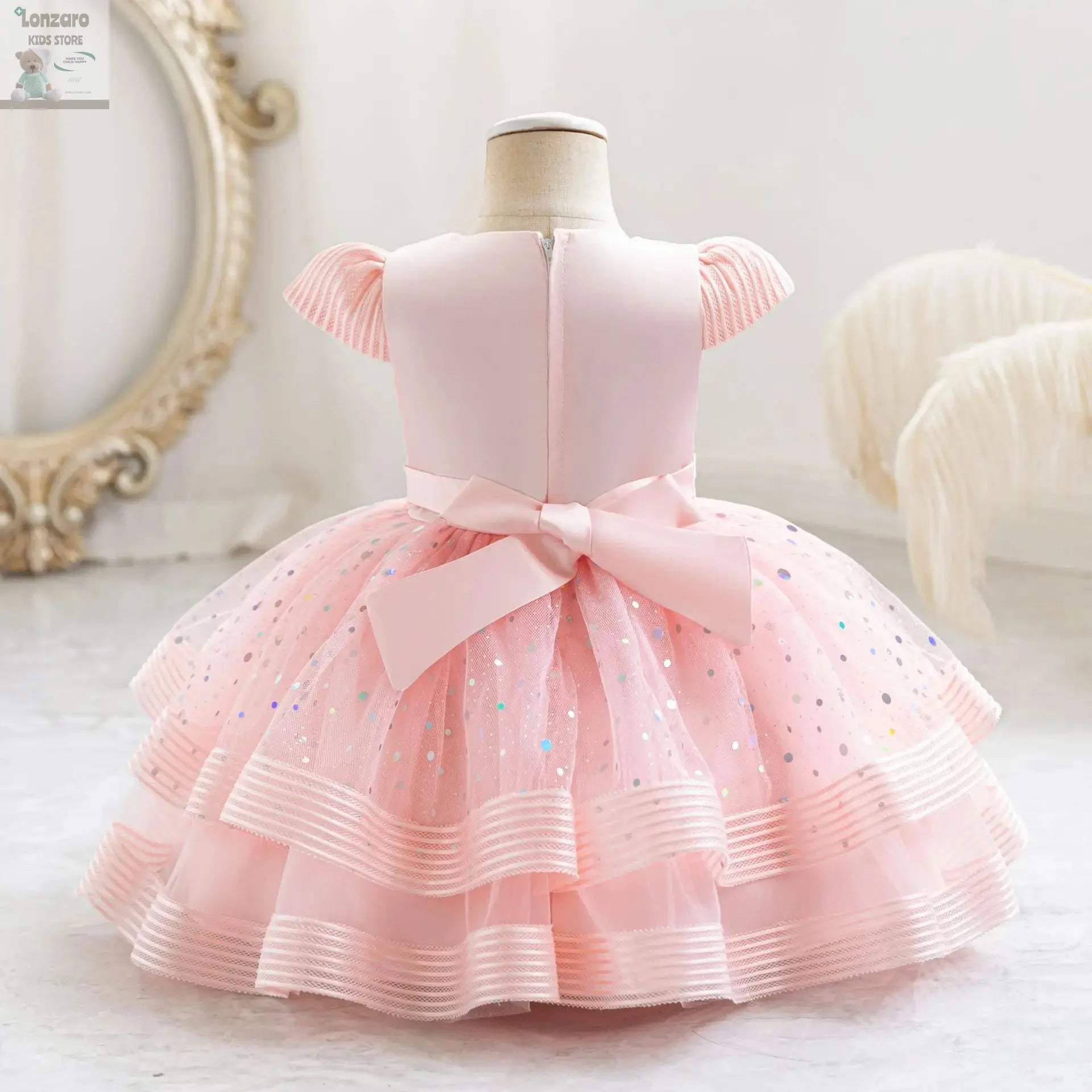 HETISO Dots Sparkling Baby Girls Princess Dress Striped Summer Christmas Wedding Ball Gown for Birthday Party Costume 6M-4 Years Lonzaro Kids