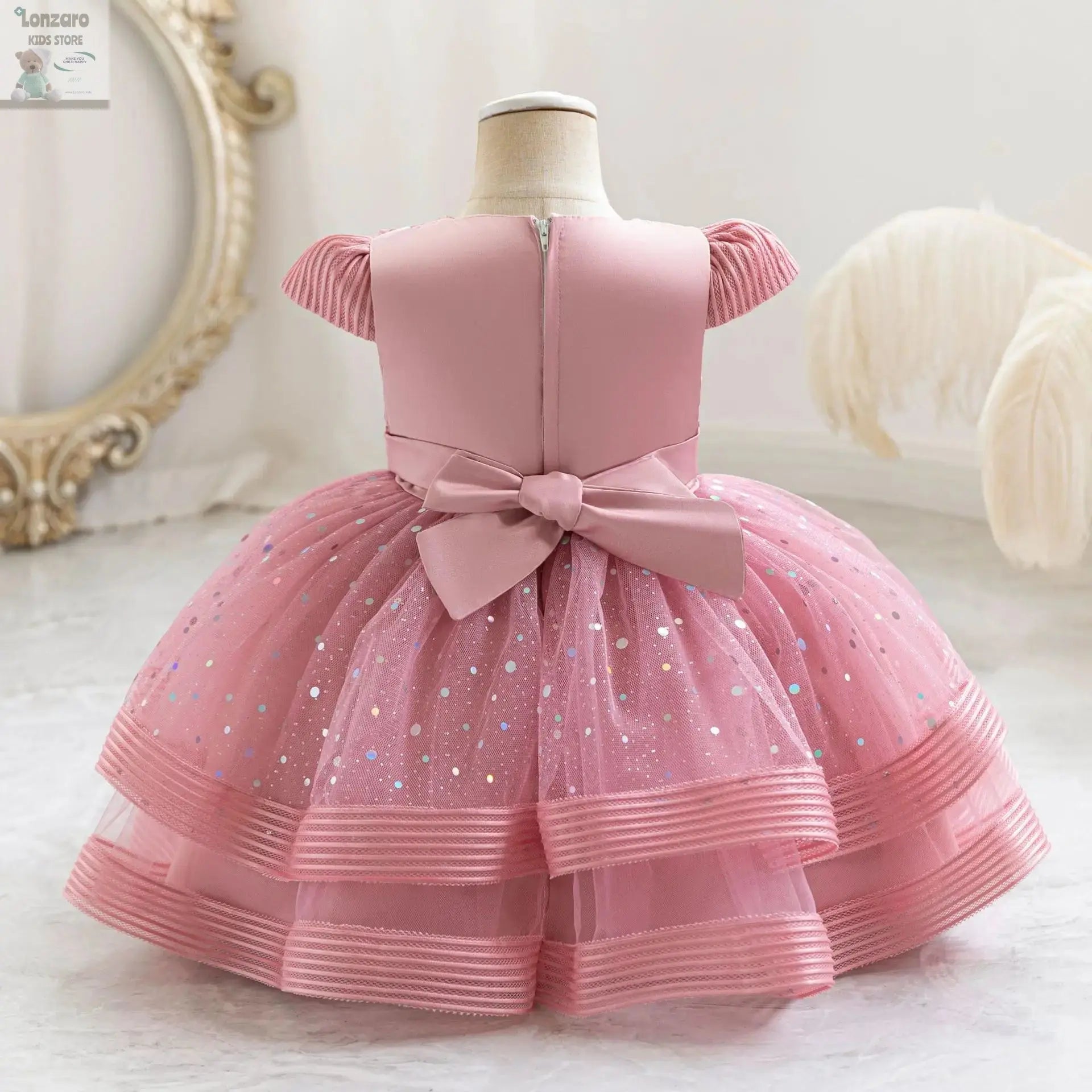 HETISO Dots Sparkling Baby Girls Princess Dress Striped Summer Christmas Wedding Ball Gown for Birthday Party Costume 6M-4 Years Lonzaro Kids