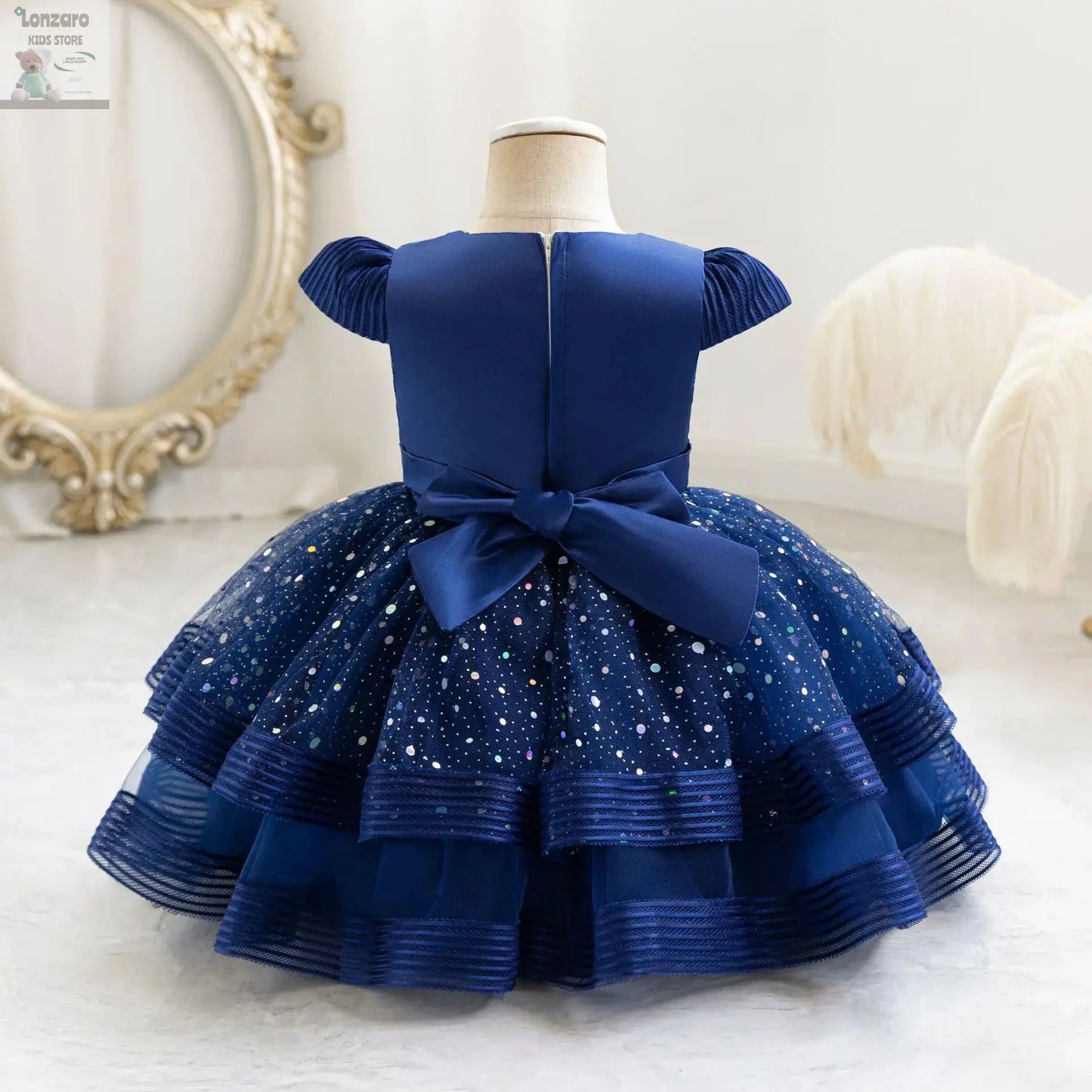 HETISO Dots Sparkling Baby Girls Princess Dress Striped Summer Christmas Wedding Ball Gown for Birthday Party Costume 6M-4 Years Lonzaro Kids