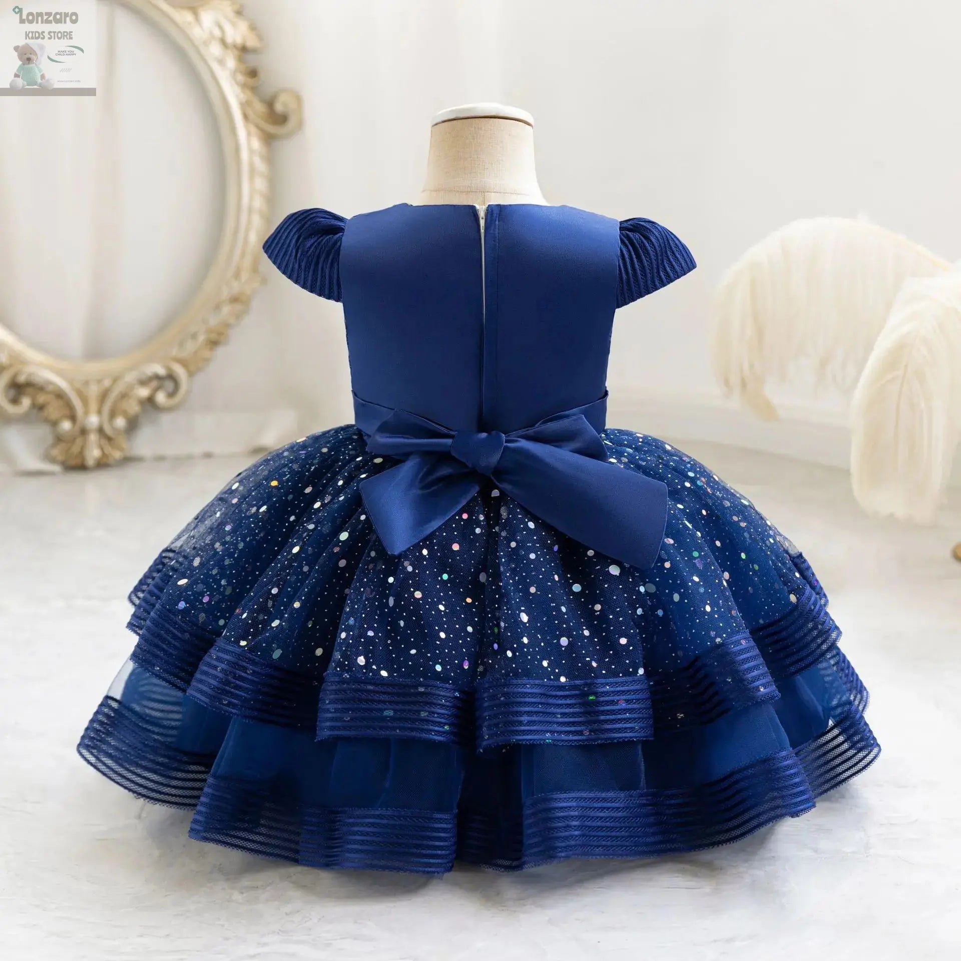 HETISO Dots Sparkling Baby Girls Princess Dress Striped Summer Christmas Wedding Ball Gown for Birthday Party Costume 6M-4 Years Lonzaro Kids