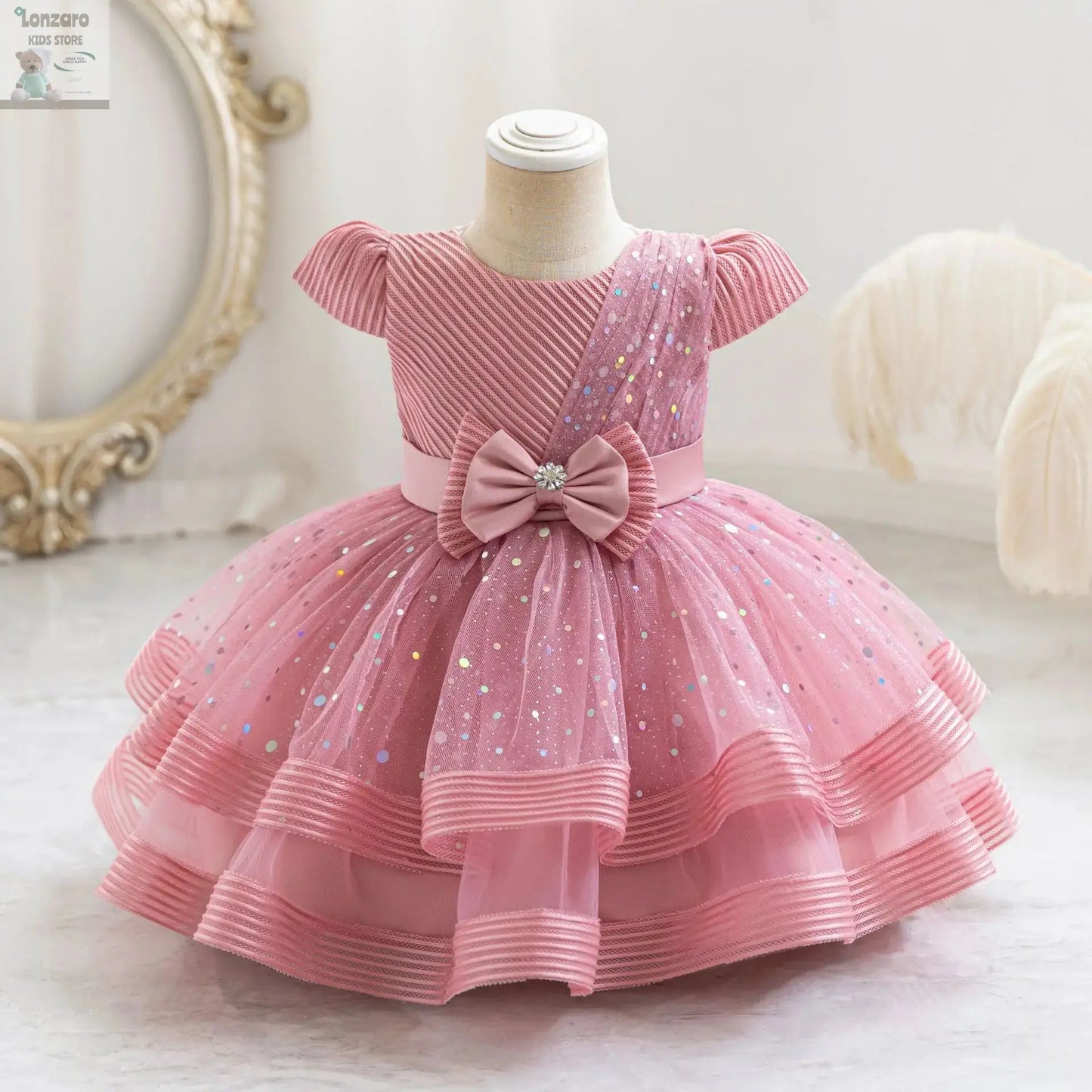 HETISO Dots Sparkling Baby Girls Princess Dress Striped Summer Christmas Wedding Ball Gown for Birthday Party Costume 6M-4 Years Lonzaro Kids