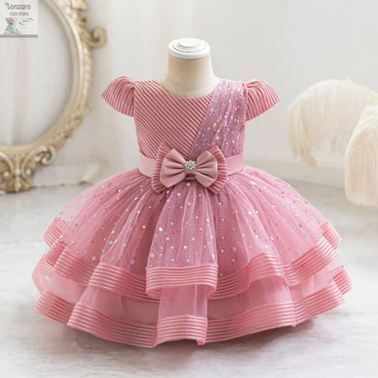 HETISO Dots Sparkling Baby Girls Princess Dress Striped Summer Christmas Wedding Ball Gown for Birthday Party Costume 6M-4 Years Lonzaro Kids