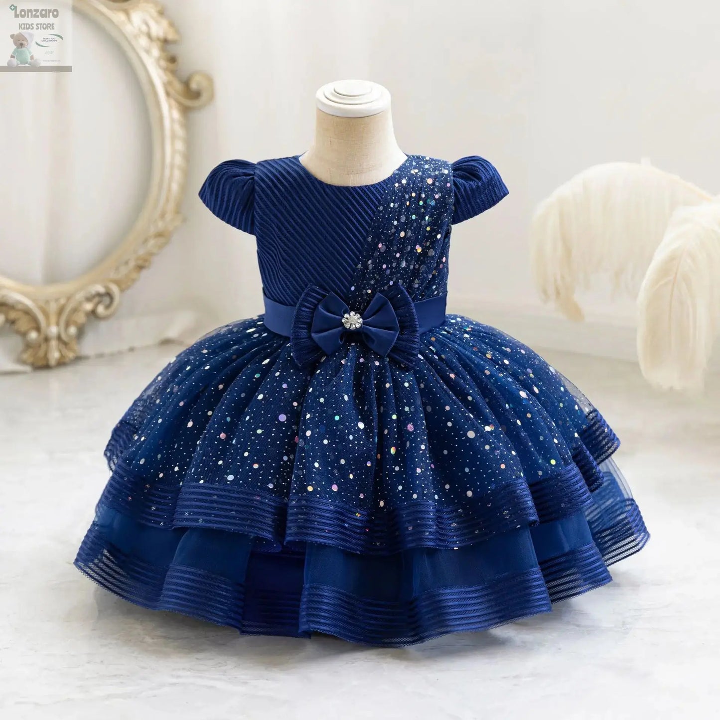 HETISO Dots Sparkling Baby Girls Princess Dress Striped Summer Christmas Wedding Ball Gown for Birthday Party Costume 6M-4 Years Lonzaro Kids