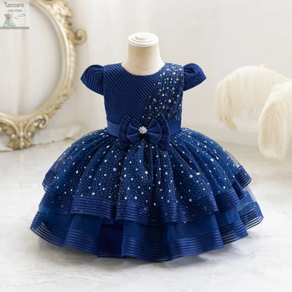 HETISO Dots Sparkling Baby Girls Princess Dress Striped Summer Christmas Wedding Ball Gown for Birthday Party Costume 6M-4 Years Lonzaro Kids