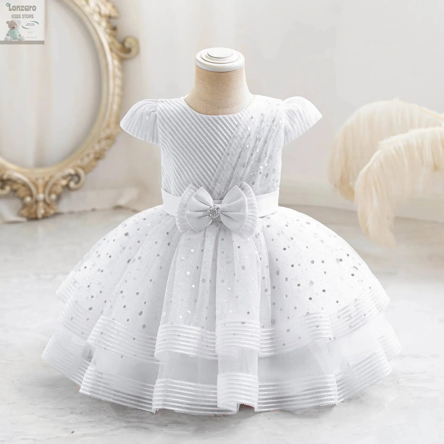 HETISO Dots Sparkling Baby Girls Princess Dress Striped Summer Christmas Wedding Ball Gown for Birthday Party Costume 6M-4 Years Lonzaro Kids