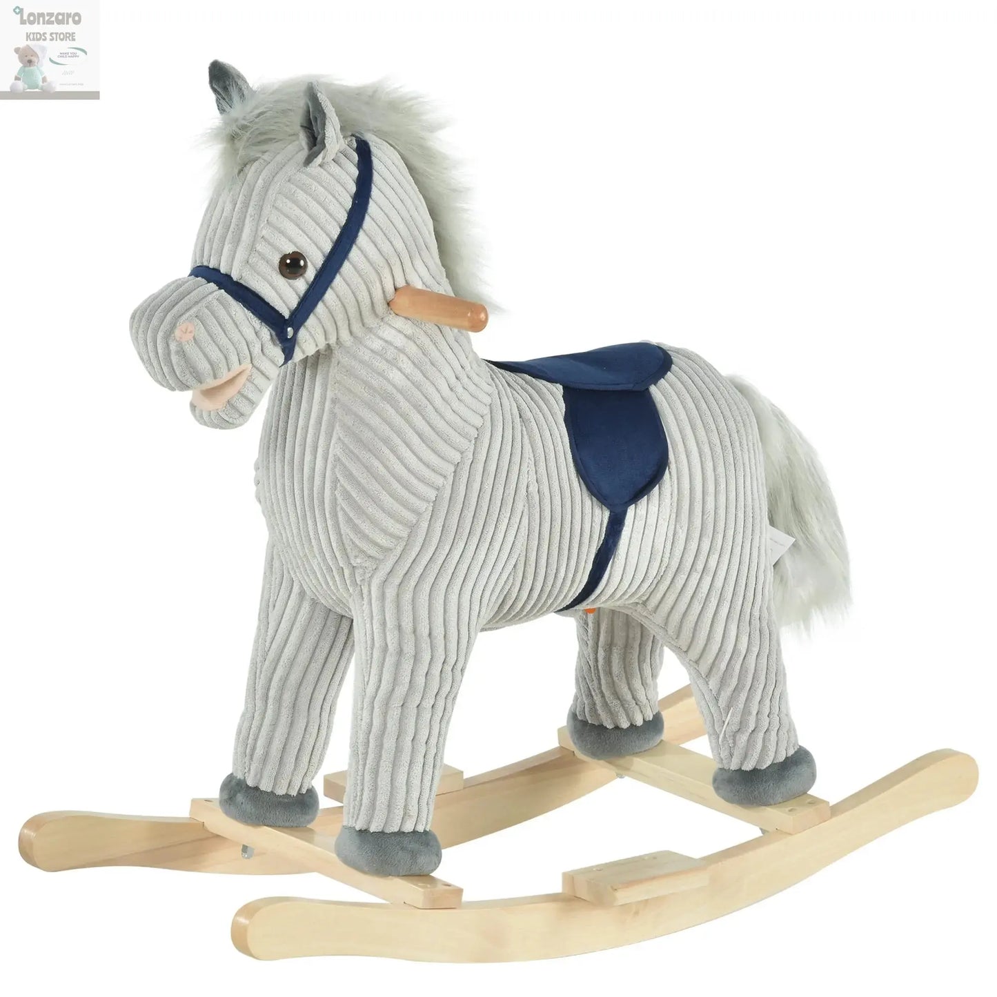 HOMCOM Children's rocking horse + 3 years old with sound 73x35x64cm Gray Lonzaro Kids