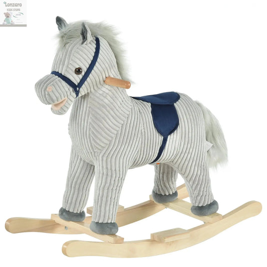 HOMCOM Children's rocking horse + 3 years old with sound 73x35x64cm Gray Lonzaro Kids