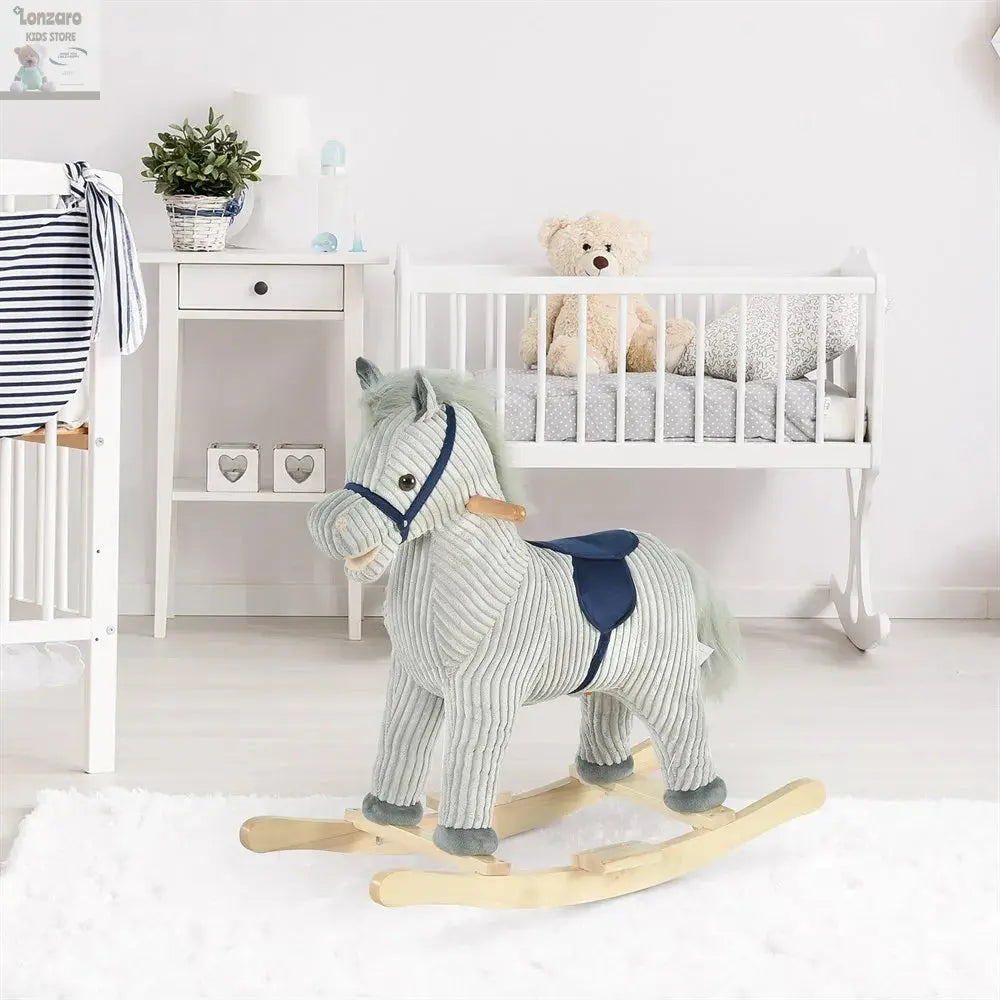 HOMCOM Children's rocking horse + 3 years old with sound 73x35x64cm Gray Lonzaro Kids