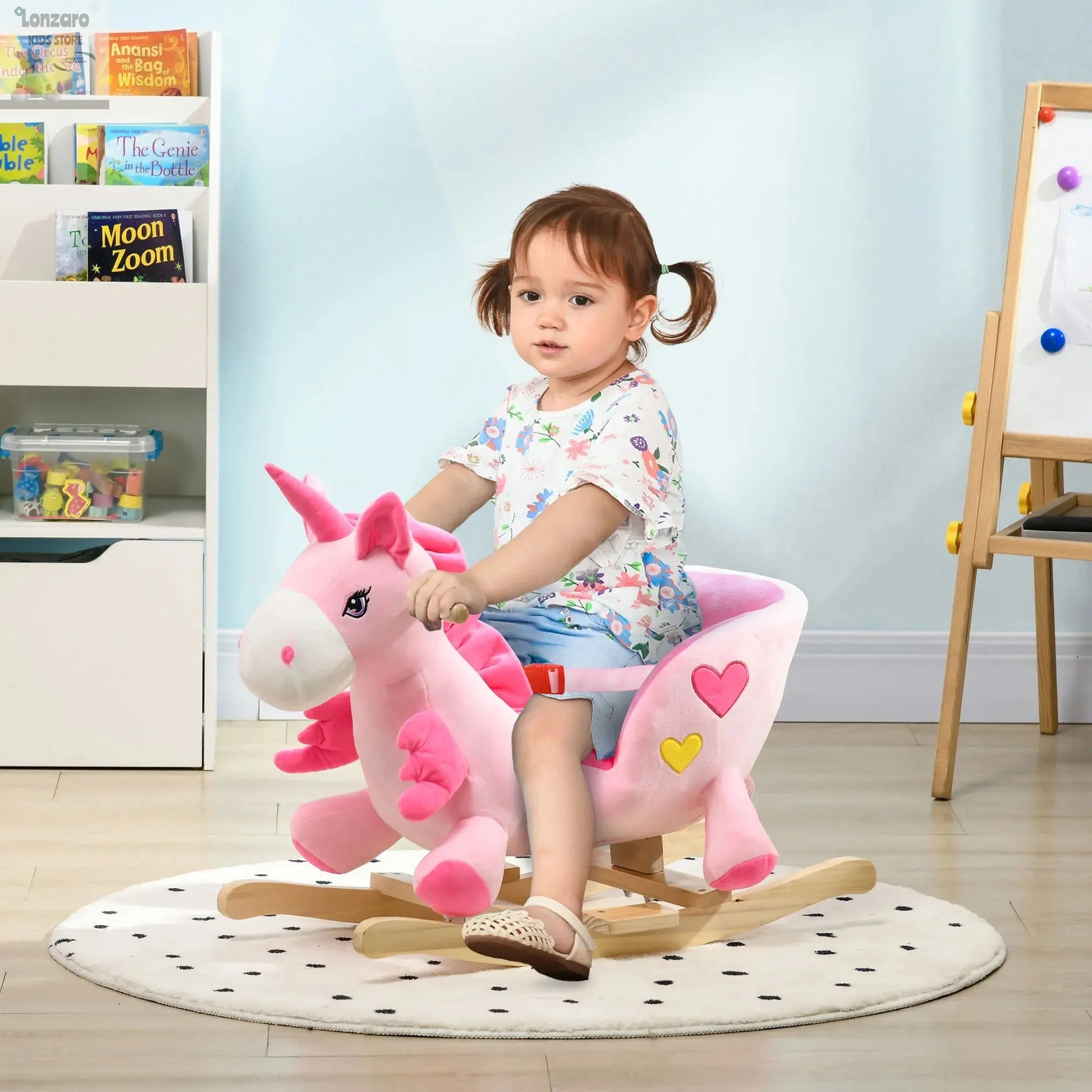 HOMCOM baby rocking horse unicorn 65x35x45 cm pink Lonzaro Kids