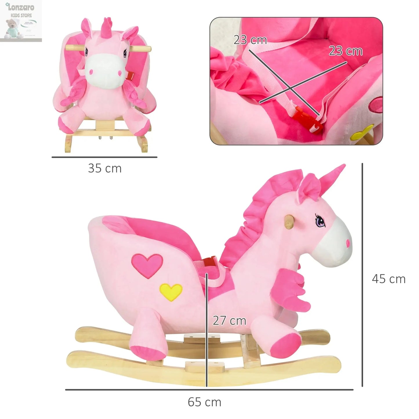 HOMCOM baby rocking horse unicorn 65x35x45 cm pink Lonzaro Kids