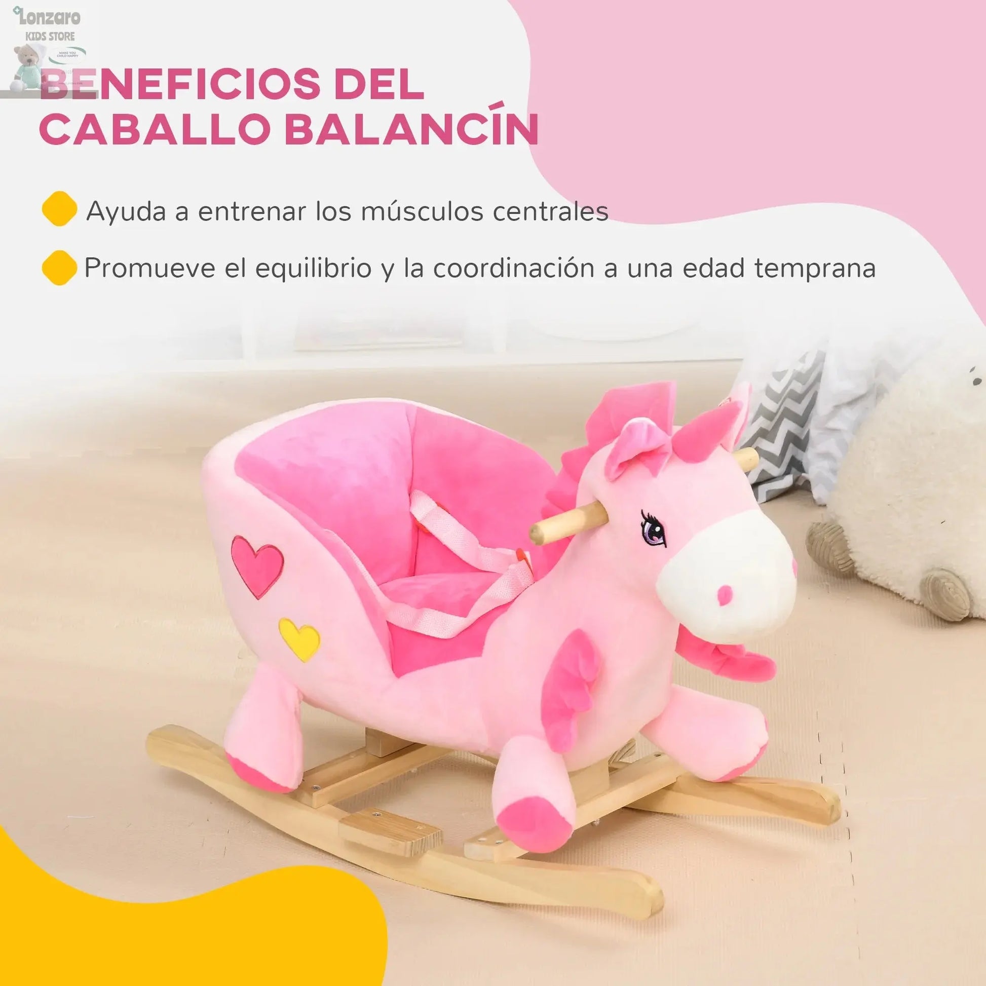 HOMCOM baby rocking horse unicorn 65x35x45 cm pink Lonzaro Kids