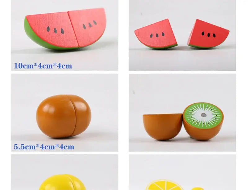 Simulation Kitchen Series Montessori Cut Fruits and Vegetables Wooden Toys Classic Pretend Play Cooking Interest Cultivation Lonzaro Kids