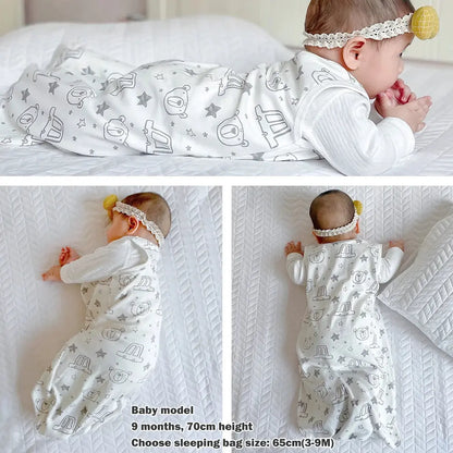 Sleeping Bags For Baby 3-18Months Summer Thin Baby One-Piece Sleepwear Cute Bear Print Cartoon Sleepsack Anti-Kick Blanket Lonzaro Kids