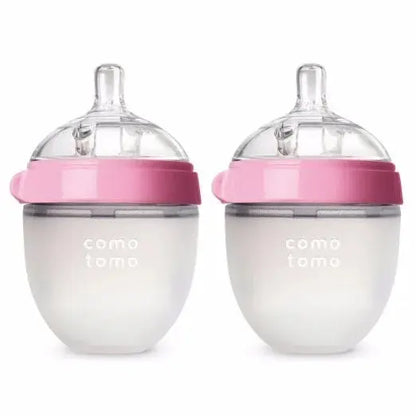 Silicone Baby Bottle Green/Pink 5 oz and 8 oz Baby Bottles 2 Pack BPA free Feeding bottle children kids Lonzaro Kids