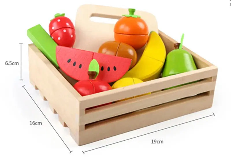 Simulation Kitchen Series Montessori Cut Fruits and Vegetables Wooden Toys Classic Pretend Play Cooking Interest Cultivation Lonzaro Kids