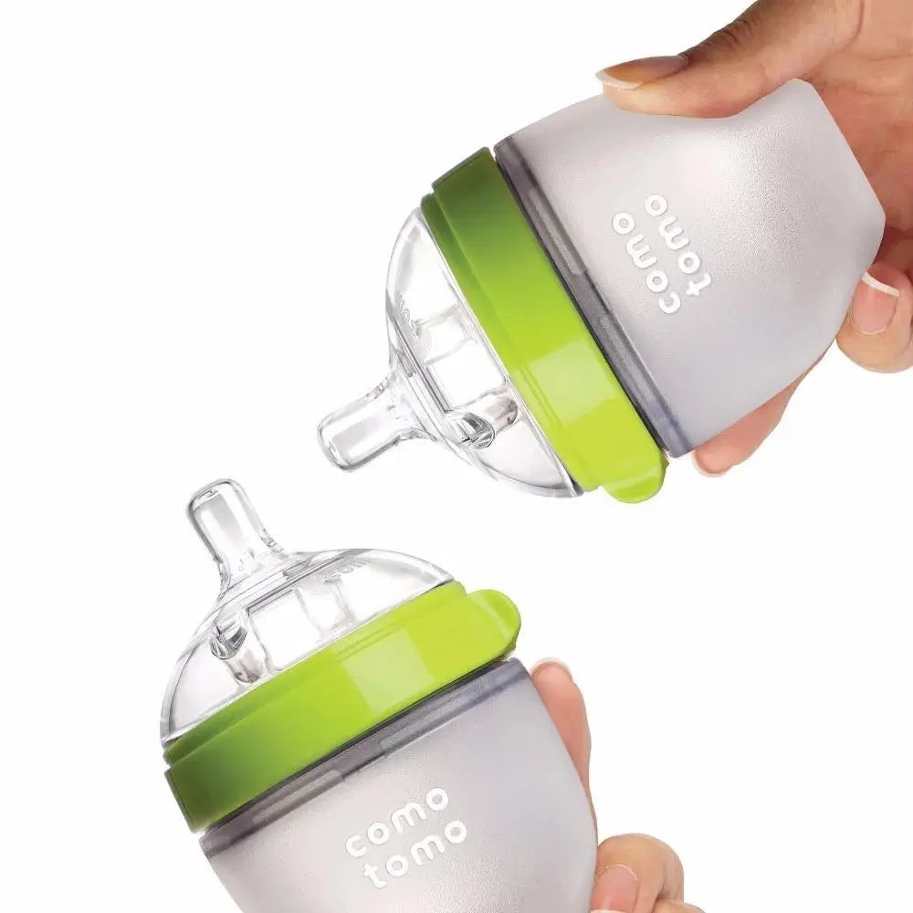 Silicone Baby Bottle Green/Pink 5 oz and 8 oz Baby Bottles 2 Pack BPA free Feeding bottle children kids Lonzaro Kids