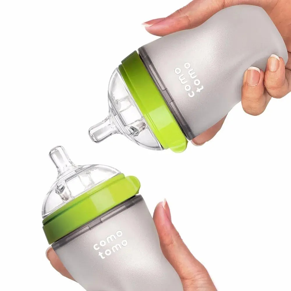 Silicone Baby Bottle Green/Pink 5 oz and 8 oz Baby Bottles 2 Pack BPA free Feeding bottle children kids Lonzaro Kids
