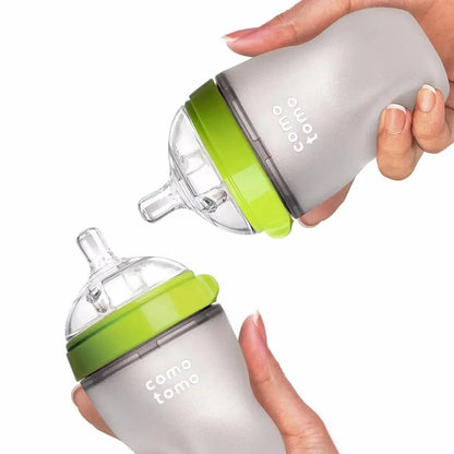 Silicone Baby Bottle Green/Pink 5 oz and 8 oz Baby Bottles 2 Pack BPA free Feeding bottle children kids Lonzaro Kids