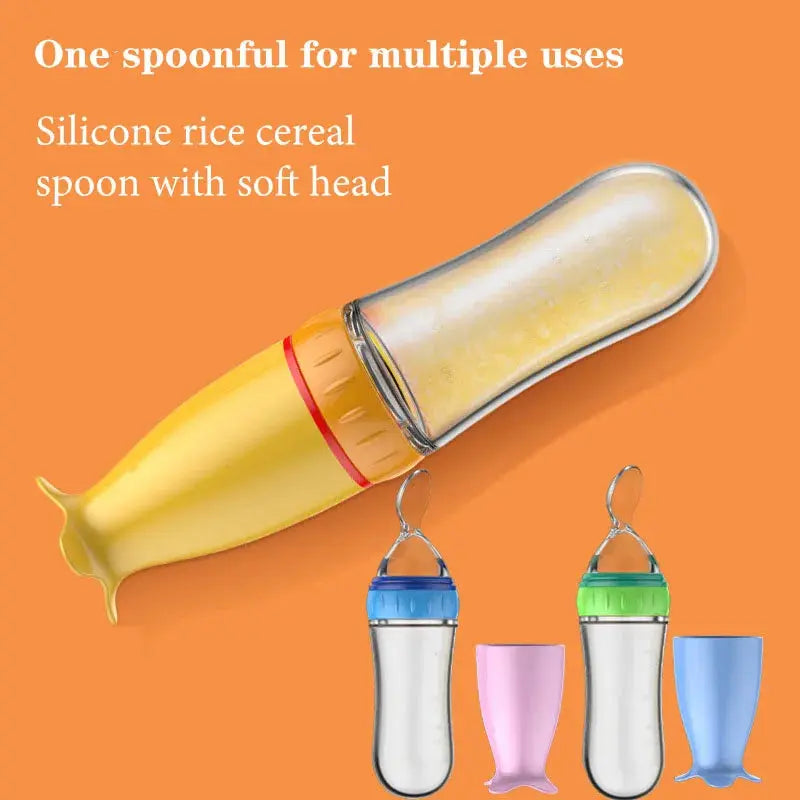 Flexibele Siliconen Fles met Lepel voor Baby's - Lonzaro Kids 