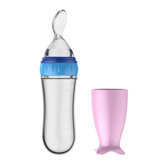 Flexibele Siliconen Fles met Lepel voor Baby's - Lonzaro Kids 