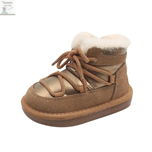 Kinder Snowboots: Warme Leer en Pluche voor 1-6 Jaar - Lonzaro Kids