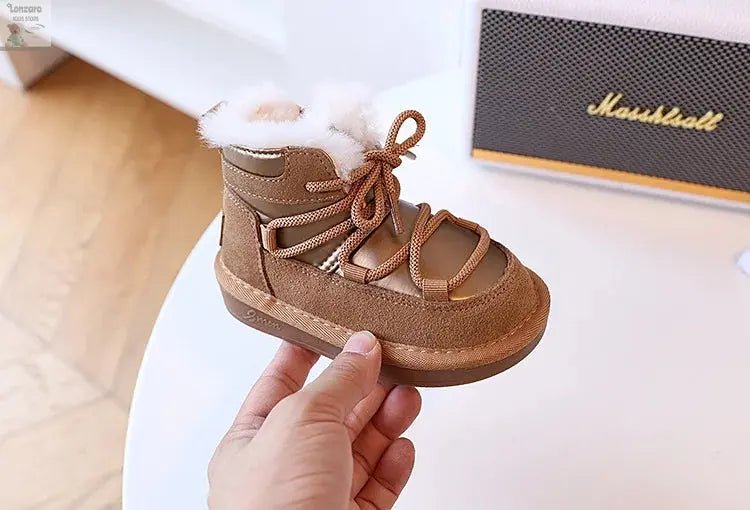 Kinder Snowboots: Warme Leer en Pluche voor 1-6 Jaar - Lonzaro Kids