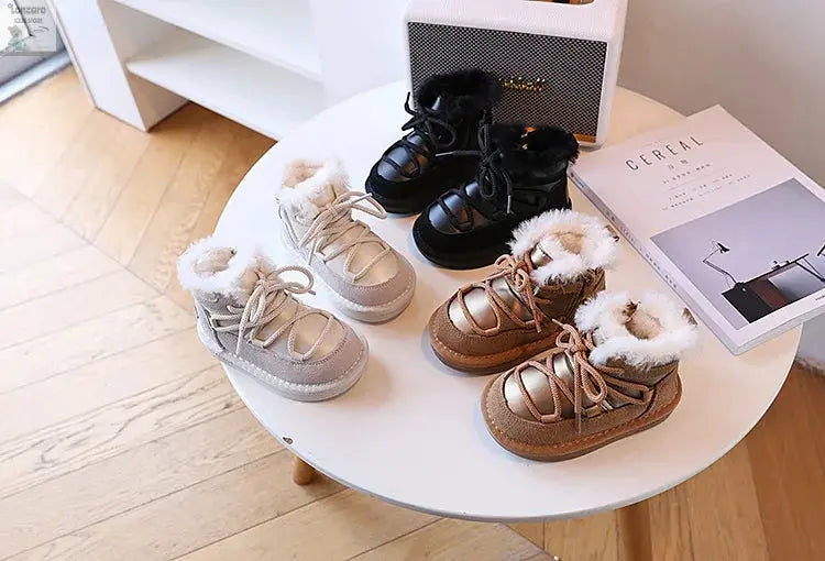 Kinder Snowboots: Warme Leer en Pluche voor 1-6 Jaar - Lonzaro Kids