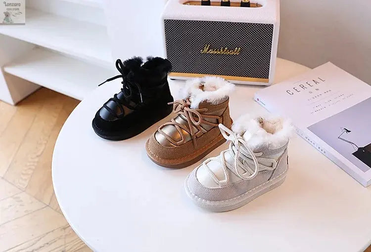 Kinder Snowboots: Warme Leer en Pluche voor 1-6 Jaar - Lonzaro Kids