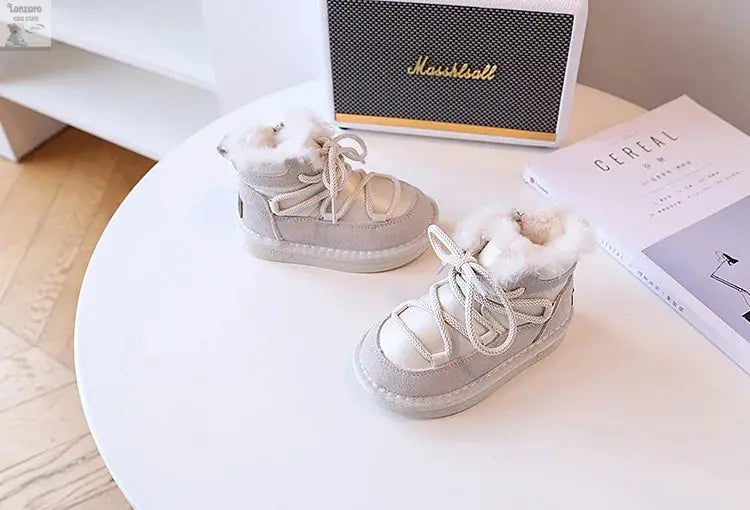 Kinder Snowboots: Warme Leer en Pluche voor 1-6 Jaar - Lonzaro Kids