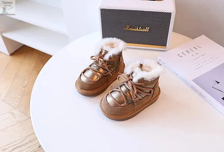 Kinder Snowboots: Warme Leer en Pluche voor 1-6 Jaar - Lonzaro Kids