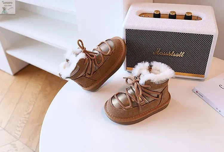 Kinder Snowboots: Warme Leer en Pluche voor 1-6 Jaar - Lonzaro Kids