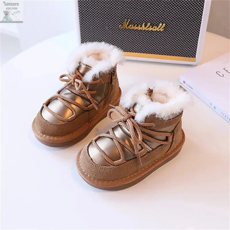 Kinder Snowboots: Warme Leer en Pluche voor 1-6 Jaar - Lonzaro Kids