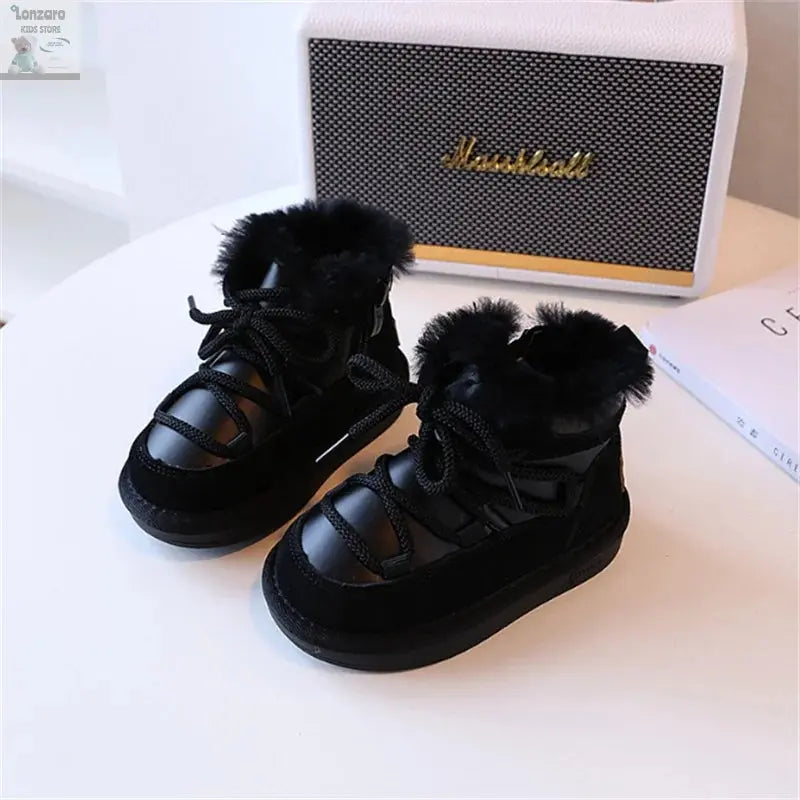 Kinder Snowboots: Warme Leer en Pluche voor 1-6 Jaar - Lonzaro Kids