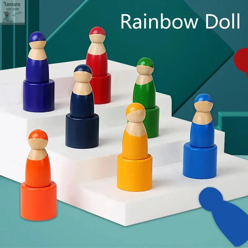 Kleurrijk Montessori Houten Regenboog Puzzelspel - Lonzaro Kids
