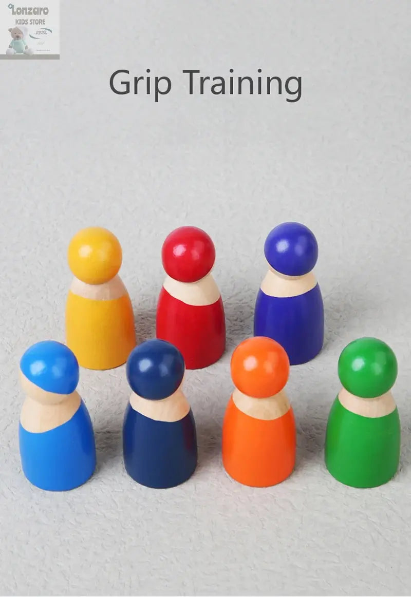 Kleurrijk Montessori Houten Regenboog Puzzelspel - Lonzaro Kids
