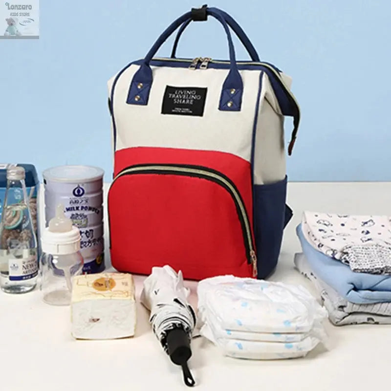 Large Capacity Canvas Mummy Bag Multifunctional Baby Bottle Thermal Insulation Travel Storage Bag Fashion Mummy Bag Hanging Bag Lonzaro Kids