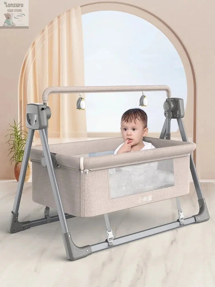 LazyChild 0-3 Years Old Baby Cradle Multi-function Electric Intelligent Sleep Rocking Chair Newborn Baby Sleeping Basket 2023 Lonzaro Kids