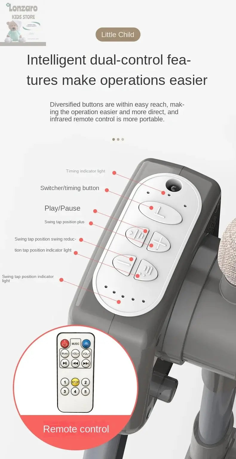 LazyChild 0-3 Years Old Baby Cradle Multi-function Electric Intelligent Sleep Rocking Chair Newborn Baby Sleeping Basket 2023 Lonzaro Kids