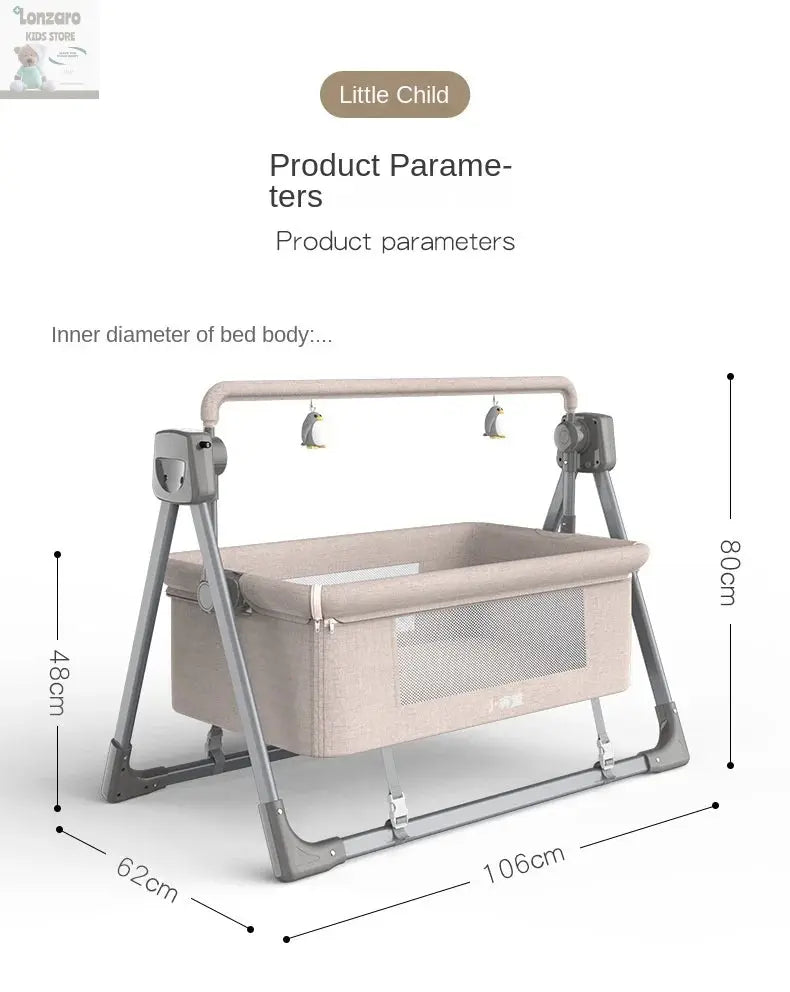 LazyChild 0-3 Years Old Baby Cradle Multi-function Electric Intelligent Sleep Rocking Chair Newborn Baby Sleeping Basket 2023 Lonzaro Kids
